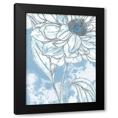 Blue Floral 2 Black Modern Wood Framed Art Print with Double Matting by Brown, Denise
