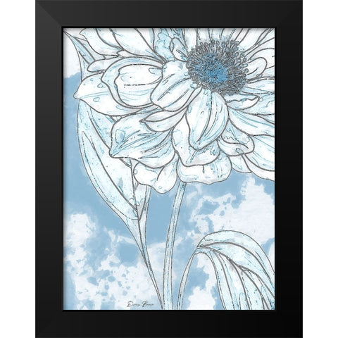 Blue Floral 2 Black Modern Wood Framed Art Print by Brown, Denise