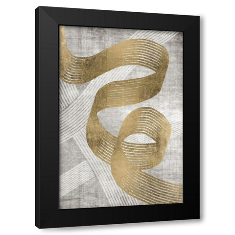 Golden Ribbon 1 Black Modern Wood Framed Art Print by Brown, Denise