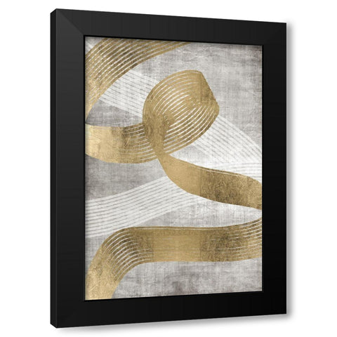 Golden Ribbon 2 Black Modern Wood Framed Art Print by Brown, Denise