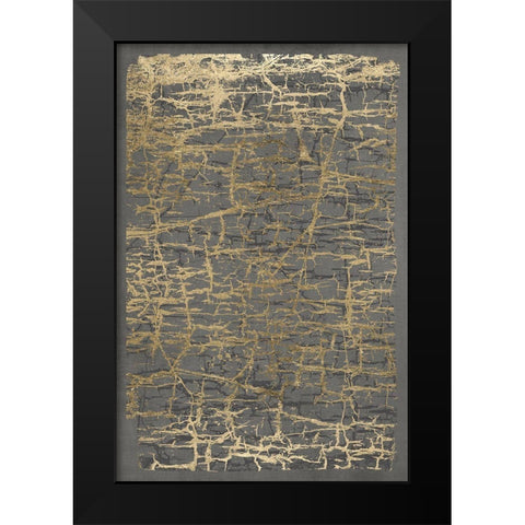 Gray Black Cracks 1 Black Modern Wood Framed Art Print by Brown, Denise