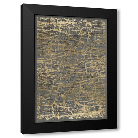 Gray Black Cracks 2 Black Modern Wood Framed Art Print by Brown, Denise