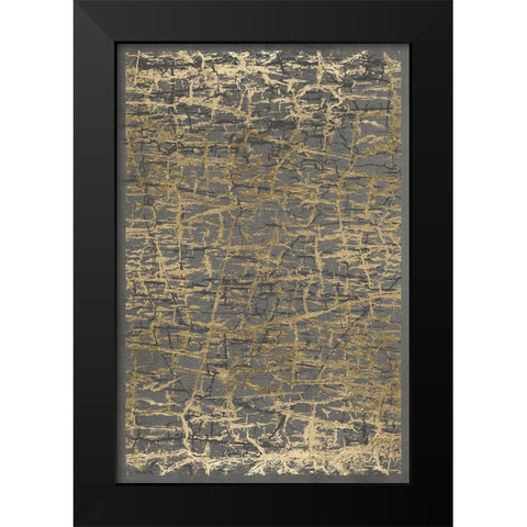 Gray Black Cracks 2 Black Modern Wood Framed Art Print by Brown, Denise