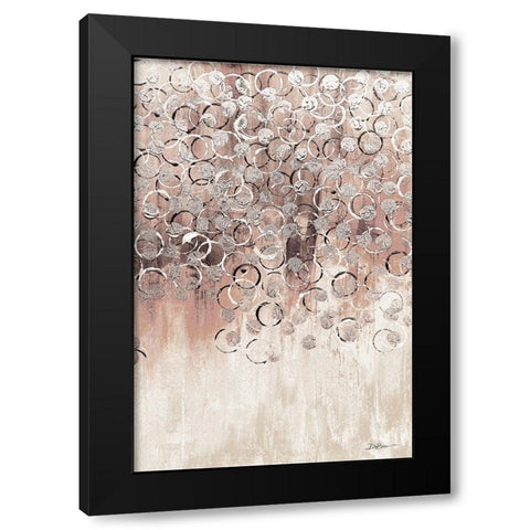 Blush Drops 2 Black Modern Wood Framed Art Print with Double Matting by Brown, Denise
