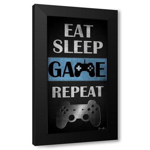 Eat Sleep Game Repeat Black Modern Wood Framed Art Print with Double Matting by Brown, Denise