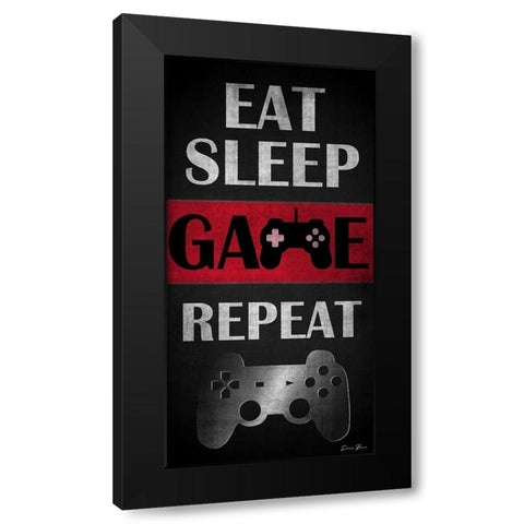 Eat Sleep Game Repeat Red Black Modern Wood Framed Art Print with Double Matting by Brown, Denise