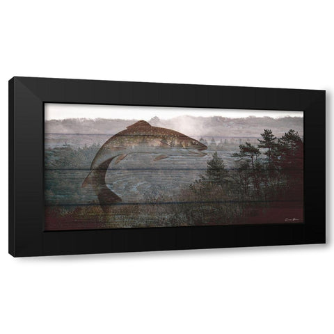 Jumping Trout Black Modern Wood Framed Art Print by Brown, Denise