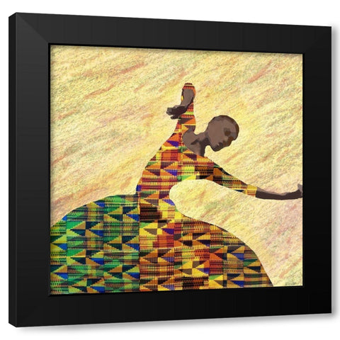 Kente Dancer 1 Black Modern Wood Framed Art Print with Double Matting by Brown, Denise