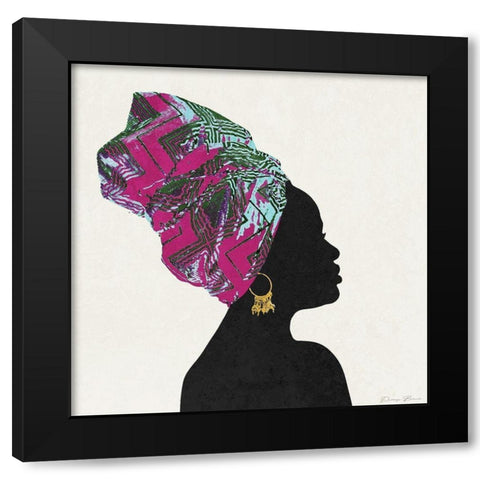 Kente 1 Black Modern Wood Framed Art Print by Brown, Denise