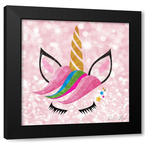 Unicorn Wink Black Modern Wood Framed Art Print with Double Matting by Brown, Denise