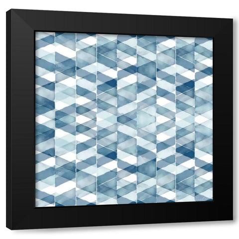 Blue Geometric 1 Black Modern Wood Framed Art Print by Brown, Denise