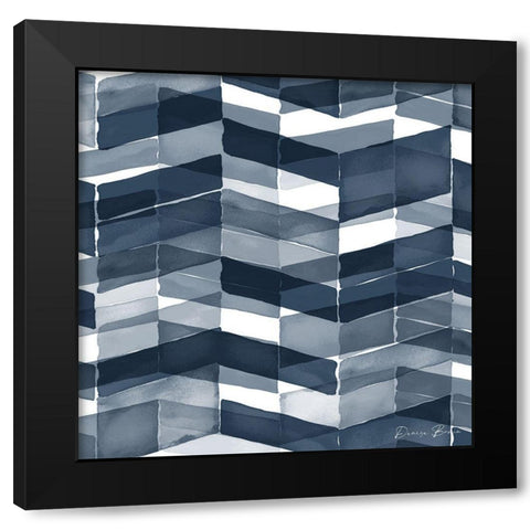 Blue Geometric 1 Pantone Flat Black Modern Wood Framed Art Print with Double Matting by Brown, Denise