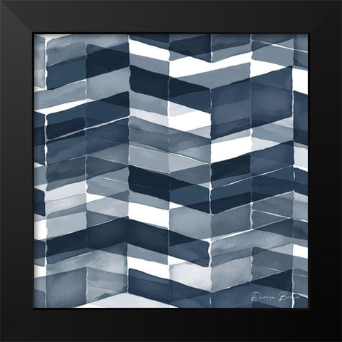 Blue Geometric 1 Pantone Flat Black Modern Wood Framed Art Print by Brown, Denise