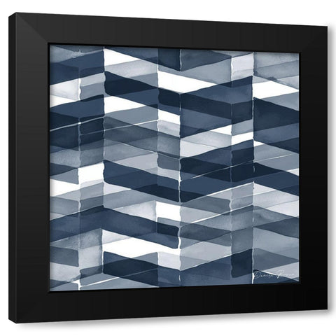 Blue Geometric 3 Pantone Flat Black Modern Wood Framed Art Print with Double Matting by Brown, Denise