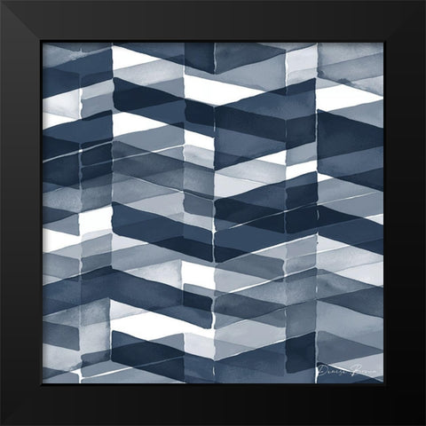 Blue Geometric 3 Pantone Flat Black Modern Wood Framed Art Print by Brown, Denise