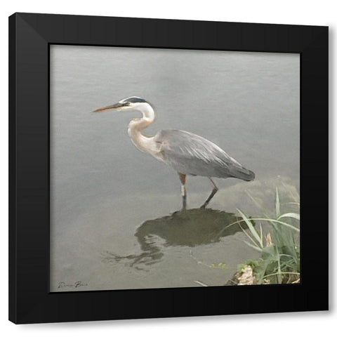 Crane Black Modern Wood Framed Art Print with Double Matting by Brown, Denise