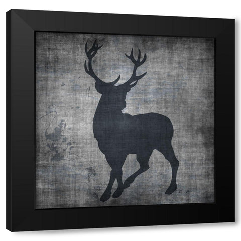 Deer Splash Black Modern Wood Framed Art Print with Double Matting by Brown, Denise