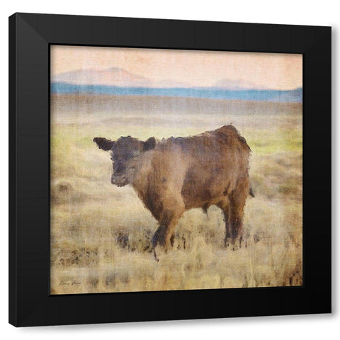 Cow Black Modern Wood Framed Art Print with Double Matting by Brown, Denise