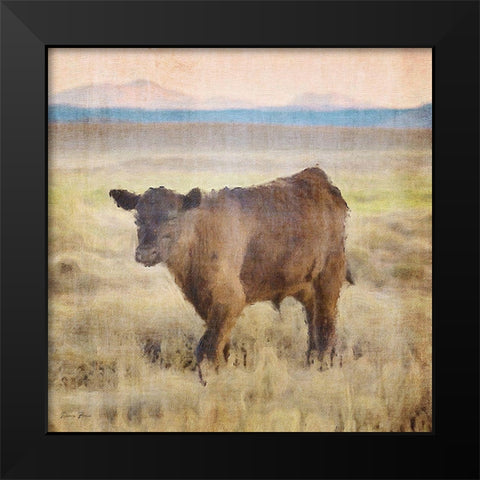 Cow Black Modern Wood Framed Art Print by Brown, Denise