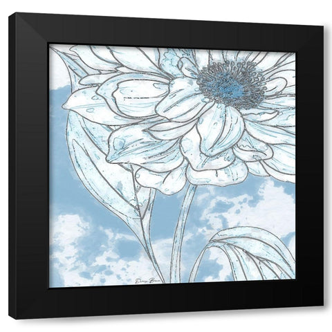 Blue Floral 1 Black Modern Wood Framed Art Print by Brown, Denise