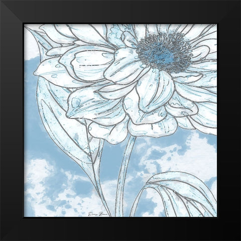 Blue Floral 1 Black Modern Wood Framed Art Print by Brown, Denise
