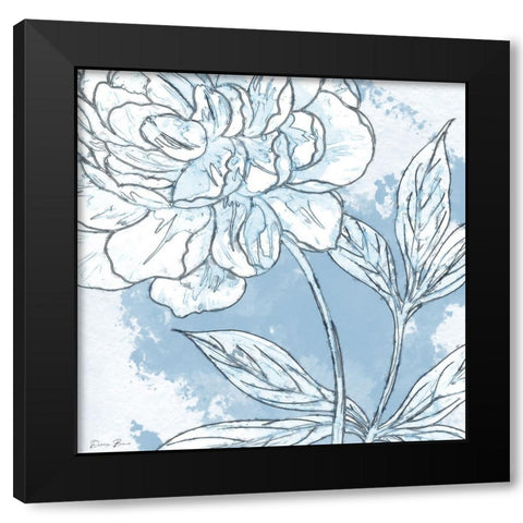 Blue Floral 2 Black Modern Wood Framed Art Print by Brown, Denise