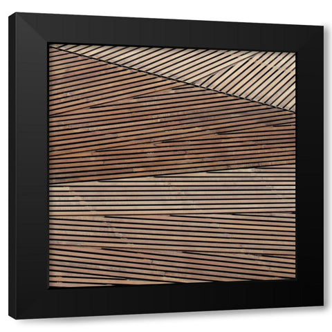 Geometric Wood 2 Black Modern Wood Framed Art Print with Double Matting by Brown, Denise