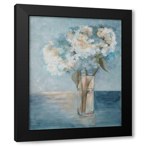Serenity Flowers 1 Black Modern Wood Framed Art Print with Double Matting by Charest, Doris