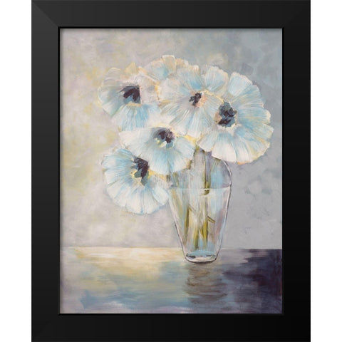 White Blooms Black Modern Wood Framed Art Print by Charest, Doris