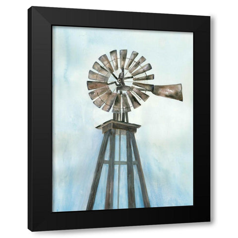 Lonely Windmill Black Modern Wood Framed Art Print by Charest, Doris