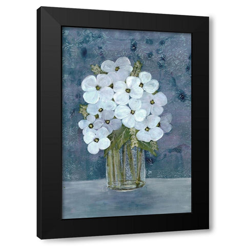 White Floral Blues 2 Black Modern Wood Framed Art Print by Charest, Doris