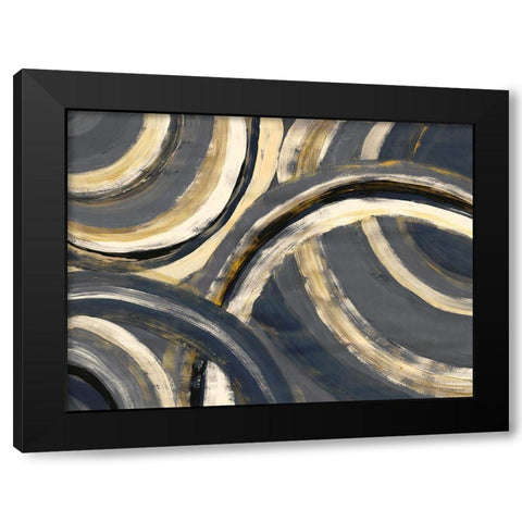 Semi Circles Black Modern Wood Framed Art Print by Charest, Doris