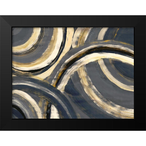 Semi Circles Black Modern Wood Framed Art Print by Charest, Doris