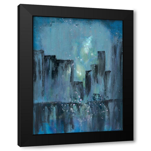 City Nights 1 Black Modern Wood Framed Art Print with Double Matting by Charest, Doris