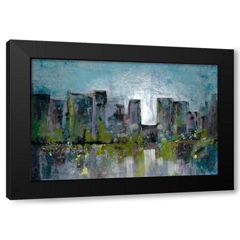City Glow Black Modern Wood Framed Art Print with Double Matting by Charest, Doris