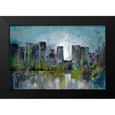 City Glow Black Modern Wood Framed Art Print by Charest, Doris