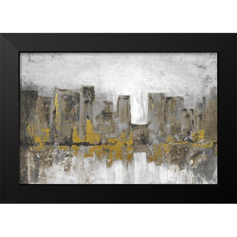 Golden City Glow Black Modern Wood Framed Art Print by Charest, Doris