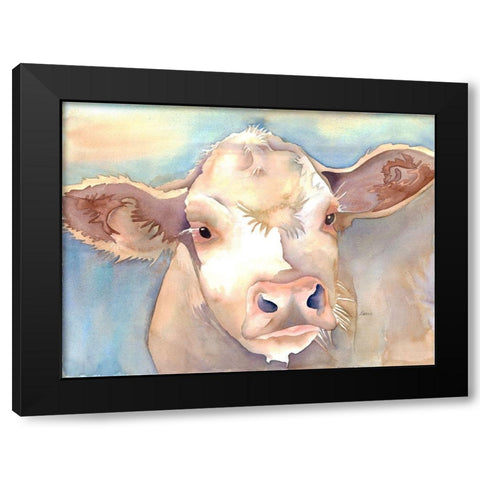 Watching Cattle 1 Black Modern Wood Framed Art Print with Double Matting by Charest, Doris