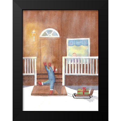 Winter Activities 1 Black Modern Wood Framed Art Print by Charest, Doris