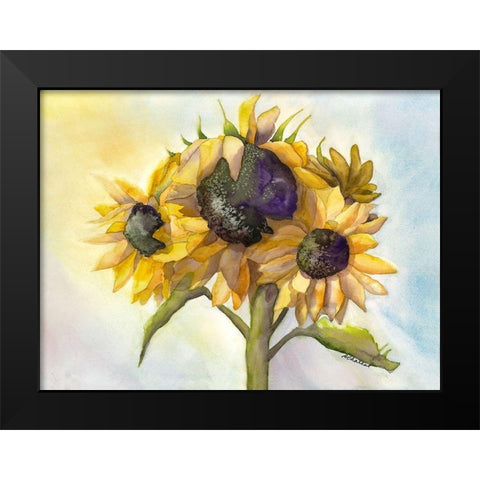Sunflower Bloom 1 Black Modern Wood Framed Art Print by Charest, Doris