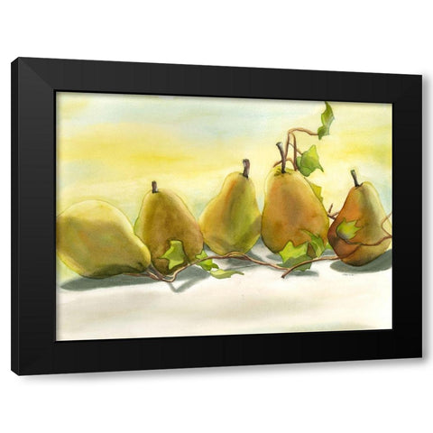 Pears In A Row 1 Black Modern Wood Framed Art Print with Double Matting by Charest, Doris