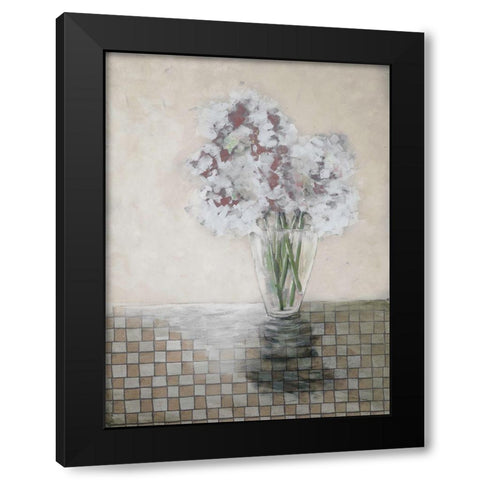 Floral Checkmate Black Modern Wood Framed Art Print with Double Matting by Charest, Doris
