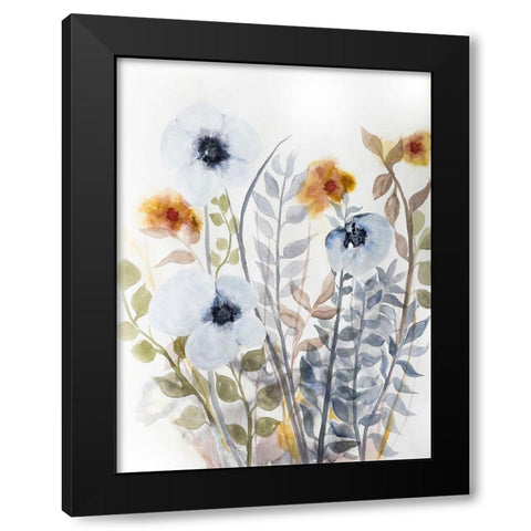 Floral Embrace 1 Black Modern Wood Framed Art Print by Charest, Doris