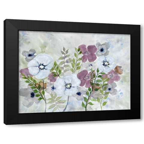 Floral Gossip 1 Black Modern Wood Framed Art Print by Charest, Doris