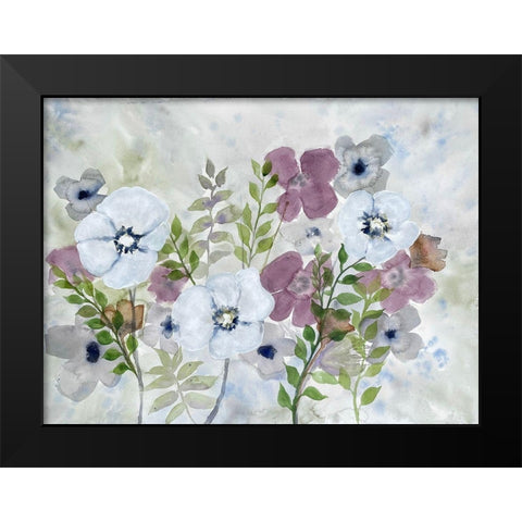 Floral Gossip 1 Black Modern Wood Framed Art Print by Charest, Doris