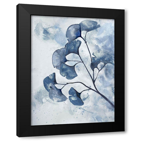 Indigo Splashed Ginkos 2 Black Modern Wood Framed Art Print by Charest, Doris