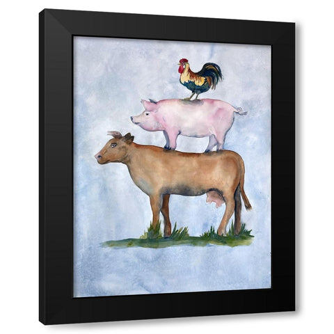 Misunderstood Cow Black Modern Wood Framed Art Print with Double Matting by Charest, Doris