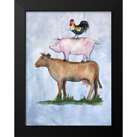 Misunderstood Cow Black Modern Wood Framed Art Print by Charest, Doris