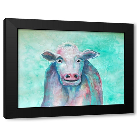 Misunderstood Cow Black Modern Wood Framed Art Print by Charest, Doris