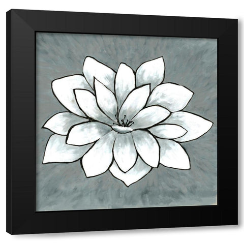 White Lotus Black Modern Wood Framed Art Print with Double Matting by Charest, Doris
